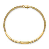 14k Polished Rectangle Link Complete 1/4 carat Diamond Double Strand 7 inch Bracelet