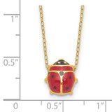 14K Polished Red and Black Enameled Ladybug 17 inch Necklace Plus 1 inch Extender - XC-24B27F93-6813