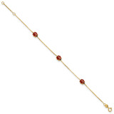 14k Polished Red and Black Enameled Ladybugs 6.5 inch Childrens Bracelet Plus 0.75 inch Extender
