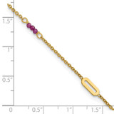 14k Polished Red Corundum Beads and Ovals 9 inch Anklet Plus 1 inch Extender