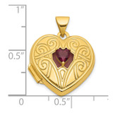 14k Polished Rhodolite Garnet June Birthstone 18mm Heart Locket