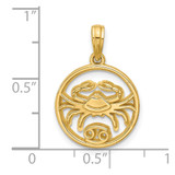 14K Polished Round Cancer Pendant