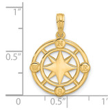 14K Polished Round Compass Charm