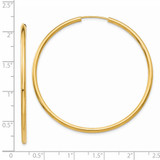 14k Polished Round Endless 2mm Hoop Earrings - H9-BDA8D6AF-5438