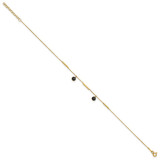 14K Polished Round Onyx Dangles and Bars 9 inch Anklet Plus 1 inch Extender