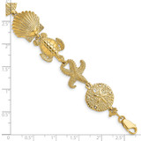 14k Polished Sand Dollar/Starfish/Turtle Link 7 inch Bracelet
