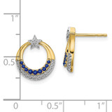 14k Polished Sapphire and Diamond Star and Circle Post Earrings