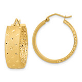 14k Polished Satin and Diamond-cut Hoop Earrings - TF-29261BA7-5423