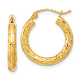 14k Polished Satin and Diamond-cut Hoop Earrings - TF-86D2A0C0-6866