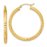 14k Polished Satin and Diamond-cut Hoop Earrings - TF-86D35F4B-5776