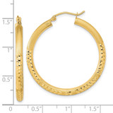 14k Polished Satin and Diamond-cut Hoop Earrings - TF-86D35F4B-5776