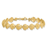14k Polished Scallop Shell 7.25 inch Bracelet