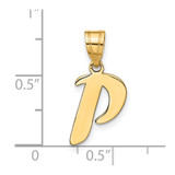 14k Polished Script Letter P Initial Pendant