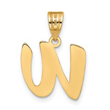 14k Polished Script Letter W Initial Pendant