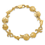 14k Polished Seashore Theme 7.25 inch Bracelet