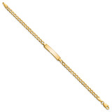 14k Polished Semi-Solid Chain/Solid Plate Cuban Link 19.5x4.5mm Plate 7 inch ID Bracelet