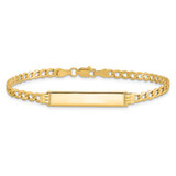 14k Polished Semi-Solid Chain/Solid Plate Cuban Link 25.5x5mm Plate 7 inch ID Bracelet