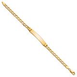 14k Polished Semi-Solid Chain/Solid Plate Cuban Link 35x7mm Plate 8 inch ID Bracelet