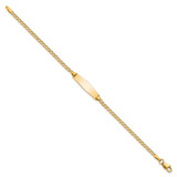 14k Polished Semi-Solid Chain/Solid Plate Cuban Link Soft Diamond Shape 19.5x5.5mm Plate 6 inch Baby/Child ID Bracelet