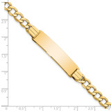 14k Polished Semi-Solid Chain/Solid Plate Curb Link 37.5x10mm Plate 8 inch ID Bracelet