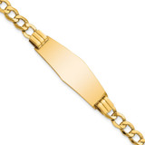 14k Polished Semi-Solid Chain/Solid Plate Curb Link Soft Diamond Shape 39x14mm Plate 7 inch ID Bracelet - DC-0BAA2830-8226