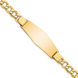 14k Polished Semi-Solid Chain/Solid Plate Curb Link Soft Diamond Shape 39x14mm Plate 7 inch ID Bracelet - DC-AD4DACC1-1406