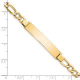 14k Polished Semi-Solid Chain/Solid Plate Figaro Link 34.5x7mm Plate 7 inch ID Bracelet