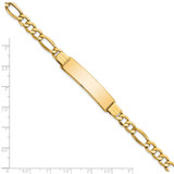 14k Polished Semi-Solid Chain/Solid Plate Figaro Link 37.5x10mm Plate 8 inch ID Bracelet