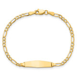 14k Polished Semi-Solid Chain/Solid Plate Figaro Link Soft Diamond Shape 19.5x5.5mm Plate 7 inch ID Bracelet - DC-3161A79C-4225