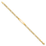 14k Polished Semi-Solid Chain/Solid Plate Figaro Link Soft Diamond Shape 19.5x5.5mm Plate 7 inch ID Bracelet - DC-D8F35063-1981