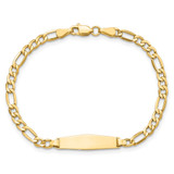 14k Polished Semi-Solid Chain/Solid Plate Figaro Link Soft Diamond Shape 19.5x5.5mm Plate 7 inch ID Bracelet - DC-D8F35063-1981