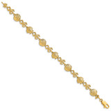 14K Polished Shell/Sand Dollar/Starfish 7 inch Bracelet