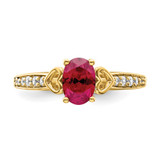 14k Polished Side Hearts Ruby and Diamond Ring