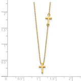 14k Polished Sideways Cross and Cross Pendant 18 inch Necklace