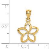 14k Polished Small Cut-out Plumeria Pendant