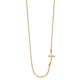 14k Polished Small Sideways Curved Cross 19 inch Necklace