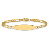 14k Polished Solid Chain/Solid Plate 3.0mm Figaro Link 29x7.5mm Plate 8 inch ID Bracelet