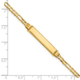 14k Polished Solid Chain/Solid Plate 3.0mm Figaro Link Diamond-cut 27x5.5mm Plate 8 inch ID Bracelet