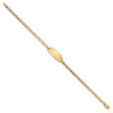 14k Polished Solid Chain/Solid Plate Anchor Link Oval 18.5x8mm Plate 6 inch Baby/Child ID Bracelet