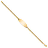 14k Polished Solid Chain/Solid Plate Anchor Link Oval 24x10.5mm Plate 7 inch ID Bracelet