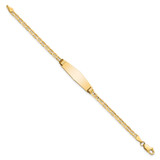 14k Polished Solid Chain/Solid Plate Anchor Link Soft Diamond Shape 26x7.5mm Plate 6 inch Baby/Child ID Bracelet