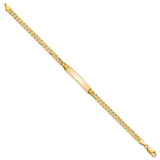 14k Polished Solid Chain/Solid Plate Curb Link 24.5x5mm Plate 8 inch ID Bracelet