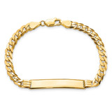 14k Polished Solid Chain/Solid Plate Curb Link 34x7mm Plate 7 inch ID Bracelet