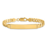14k Polished Solid Chain/Solid Plate Curb Link 38x7.5mm Plate 8 inch ID Bracelet