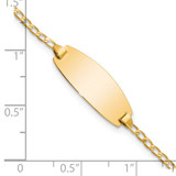 14k Polished Solid Chain/Solid Plate Curb Link Oval 18.5x8.5mm Plate 6 inch Baby/Child ID Bracelet