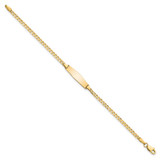 14k Polished Solid Chain/Solid Plate Curb Link Soft Diamond Shape 19.5x5.5mm Plate 6 inch Baby/Child ID Bracelet