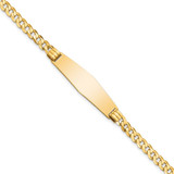 14k Polished Solid Chain/Solid Plate Curb Link Soft Diamond Shape 33x10mm Plate 8 inch ID Bracelet - LI-07311422-6371