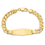 14k Polished Solid Chain/Solid Plate Curb Link Soft Diamond Shape 37.5x12mm Plate 8 inch ID Bracelet