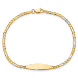 14k Polished Solid Chain/Solid Plate Figaro Link 24.6x5.5mm Plate 7 inch ID Bracelet