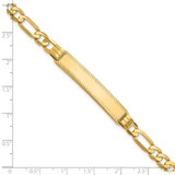14k Polished Solid Chain/Solid Plate Figaro Link Diamond-cut 39x8mm Plate 8 inch ID Bracelet